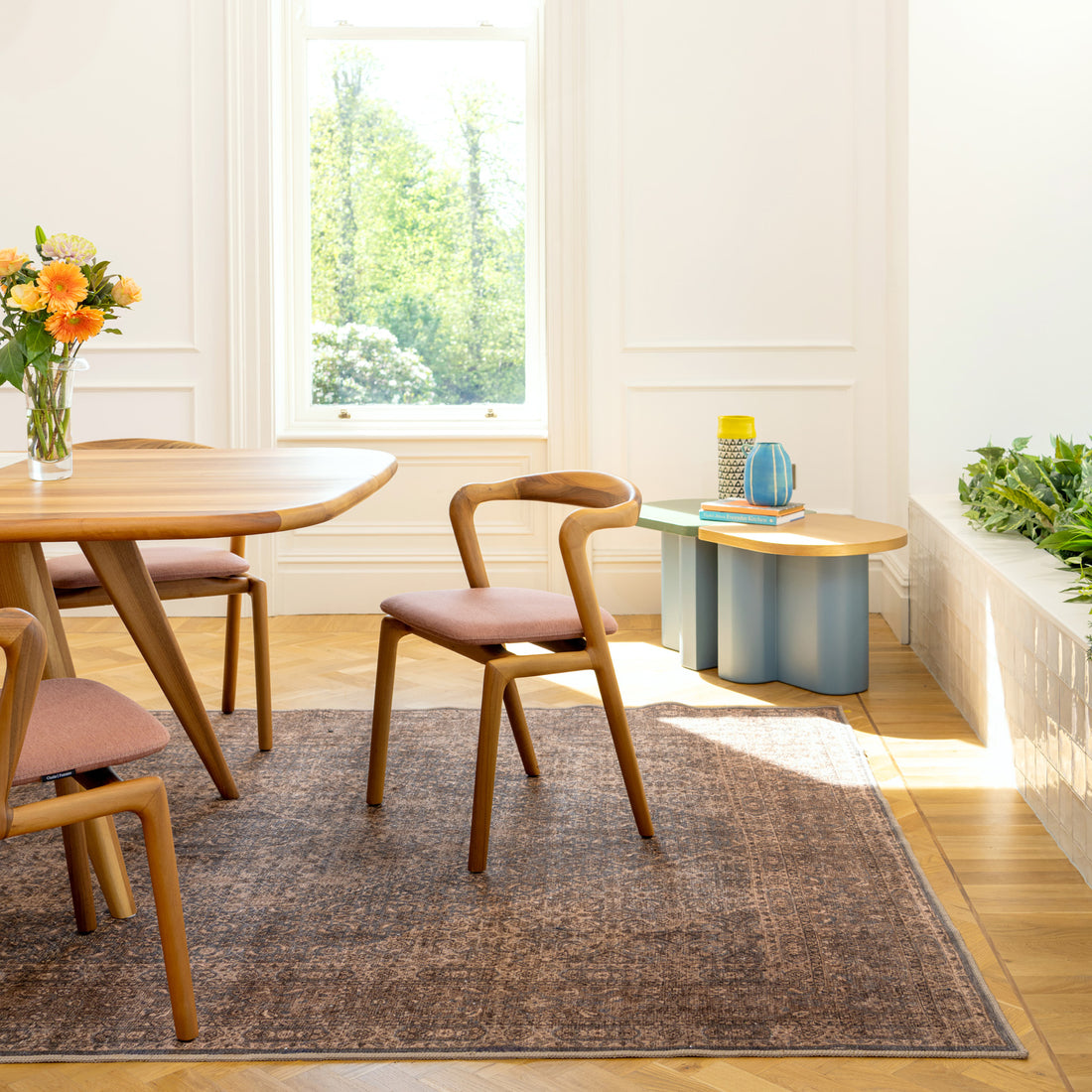 Rebrwon Traditional Rug Soft Washable Brown Traditional Rug - Mabel | Living Room Rugs | Kukoon ...