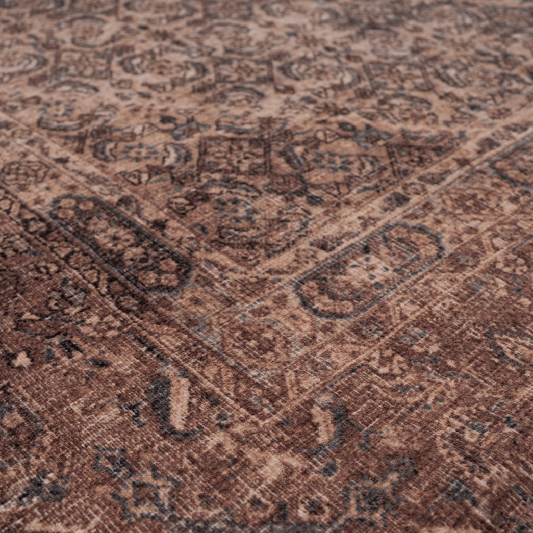 Soft Washable Brown Traditional Rug - Mabel