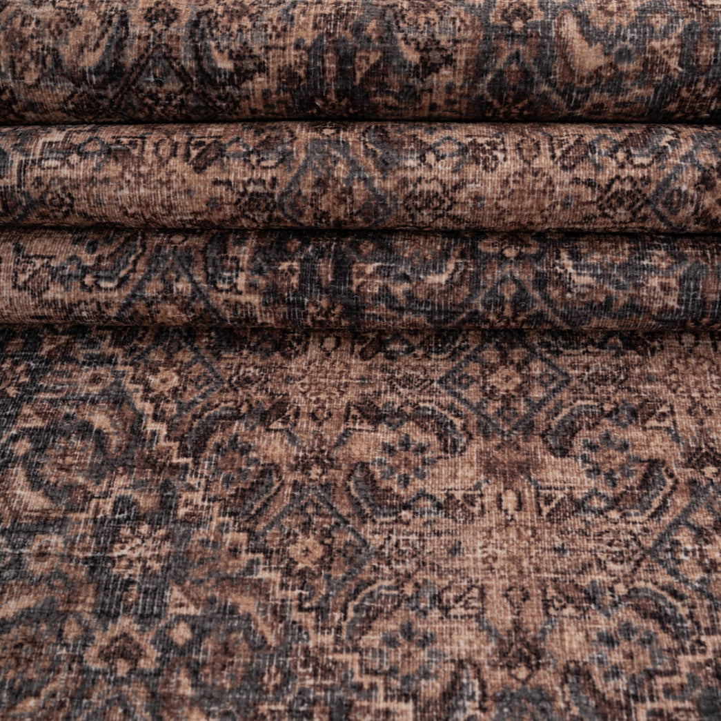 Soft Washable Brown Traditional Rug - Mabel