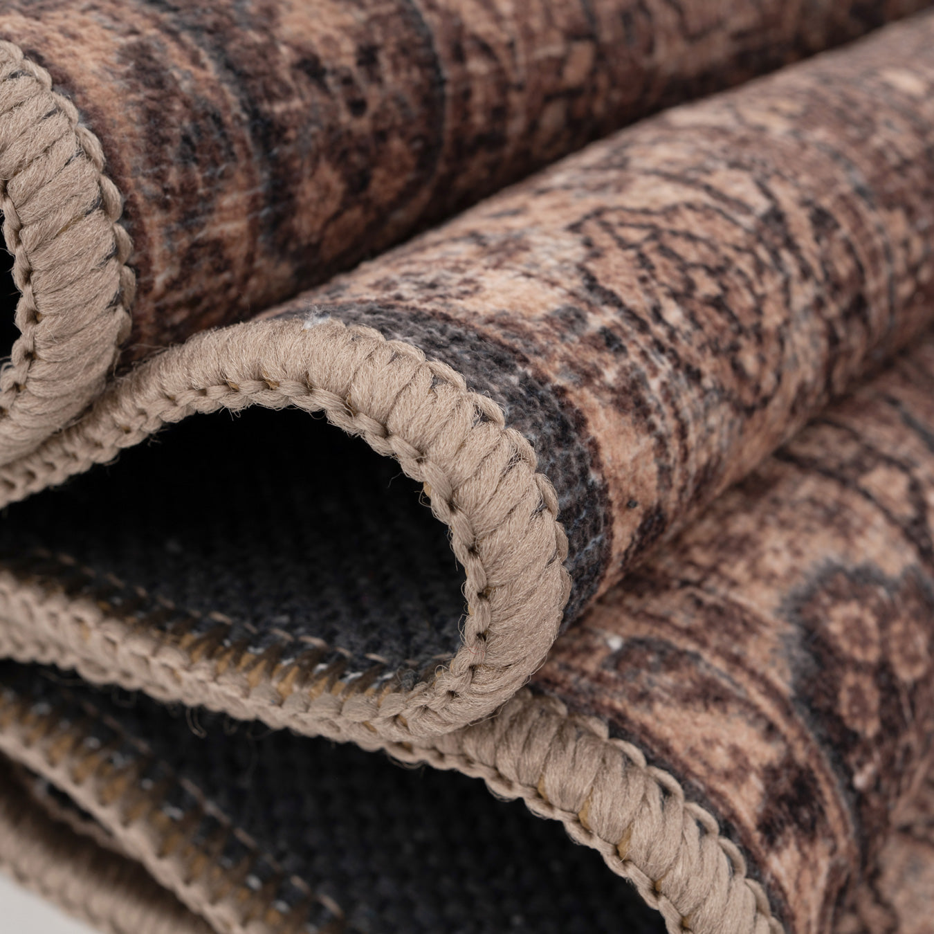 Soft Washable Brown Traditional Rug - Mabel