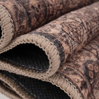 Soft Washable Brown Traditional Rug - Mabel