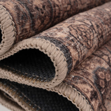 Soft Washable Brown Traditional Runner - Mabel