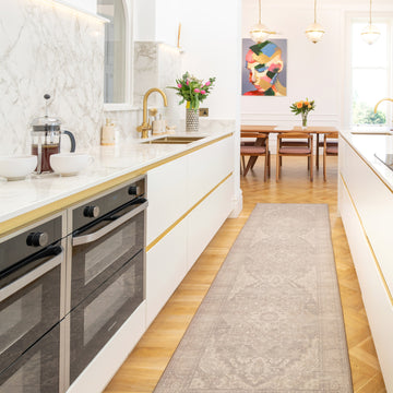 Soft Washable Vintage Beige Runner - Mariana