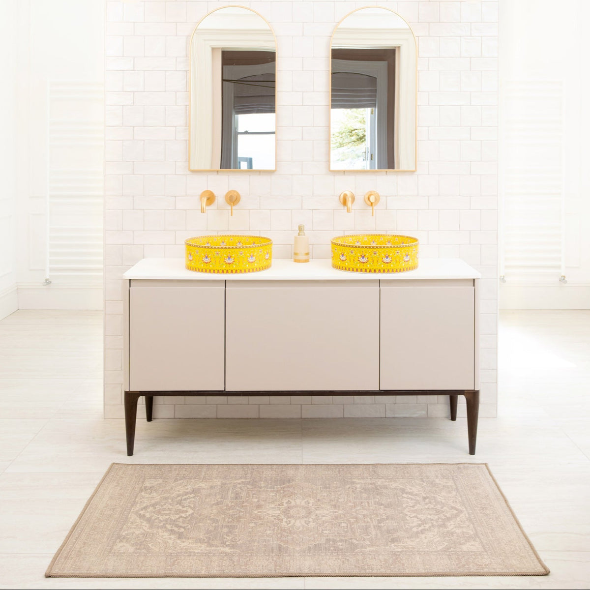 Soft Washable Beige Doormat - Mariana