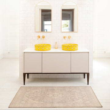 Soft Washable Beige Doormat - Mariana