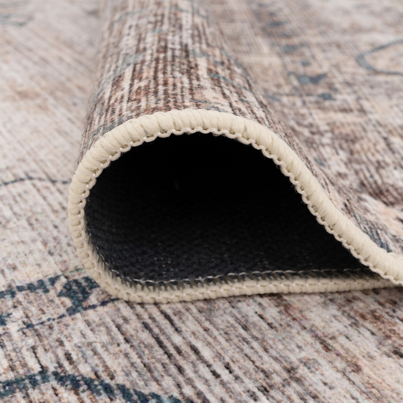 Washable Grey Blue Vintage Runner - Roam