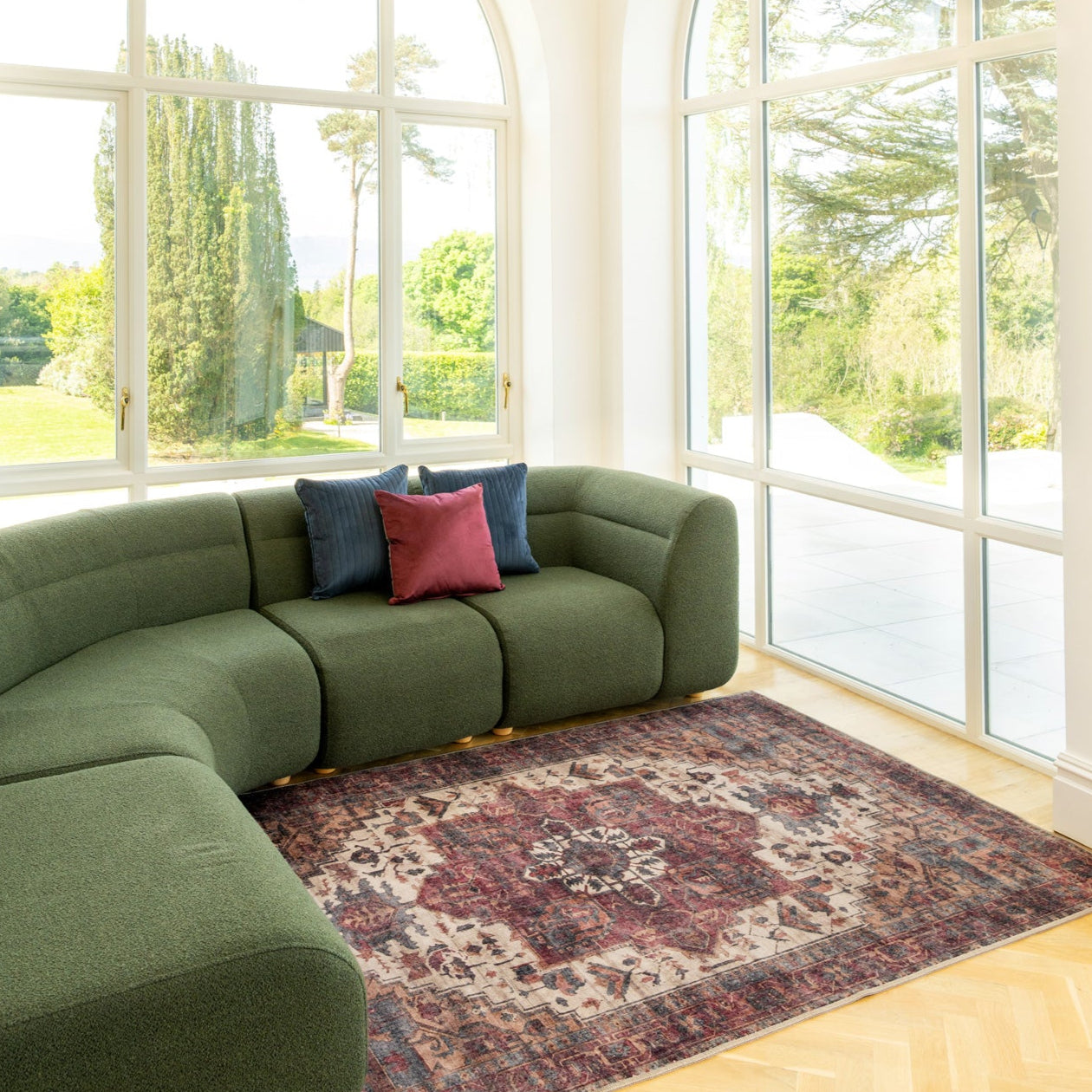 Soft Washable Traditional Burgundy Rug - Rubyana