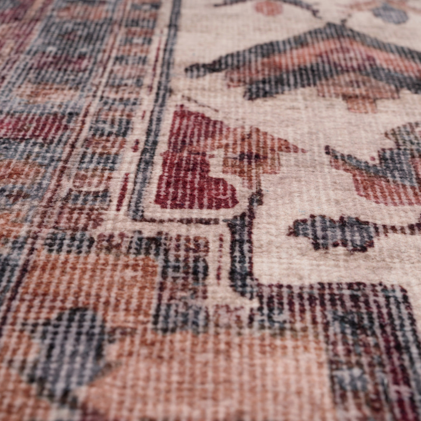 Soft Washable Traditional Burgundy Runner - Rubyana