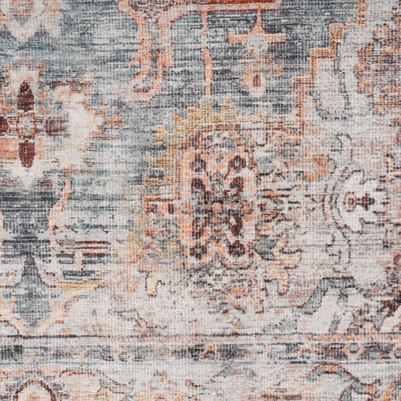 Washable Blue Vintage Runner - Serene