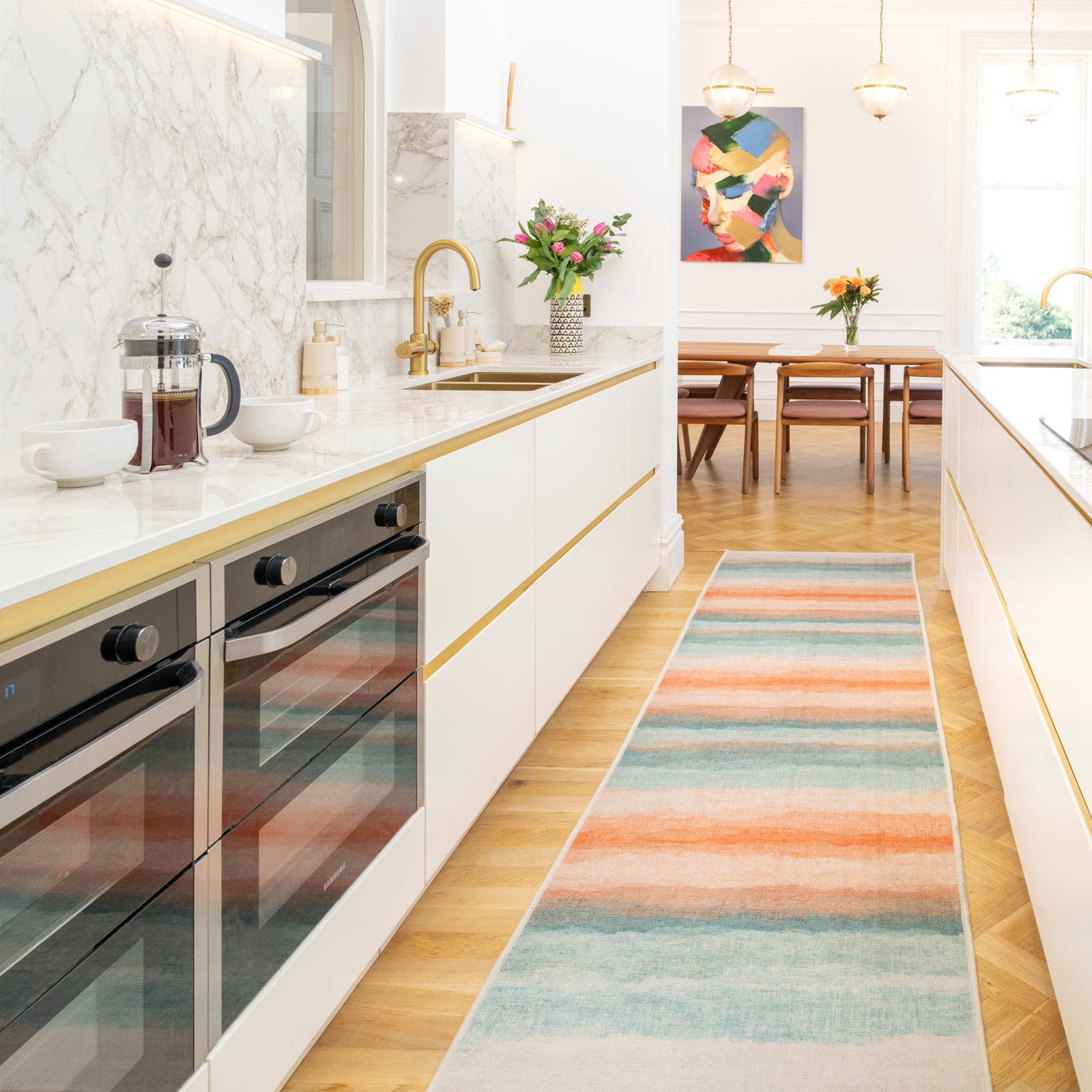 Soft Washable Multicolour Abstract Runner - Solene