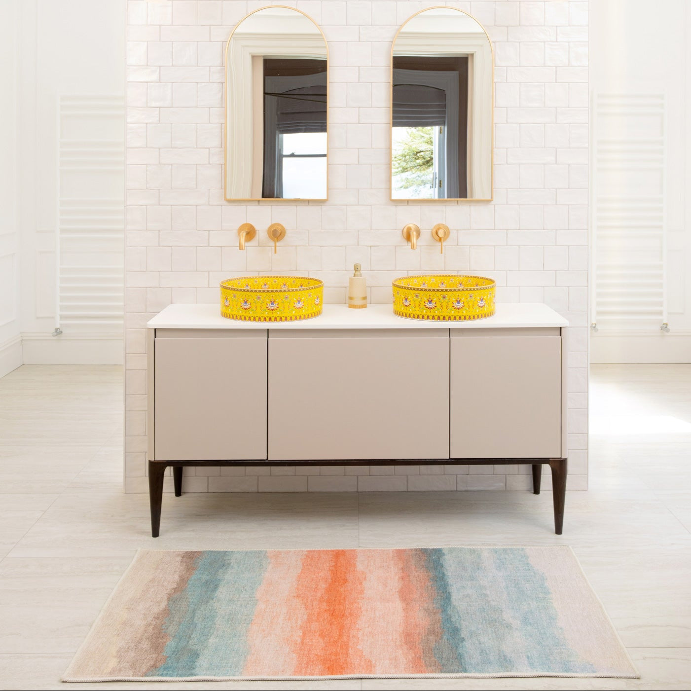 Soft Washable Multicolour Bathroom Mat - Solene