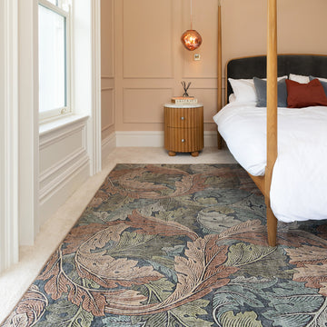 Soft Washable Green Leaf Print Rug - Sylvan