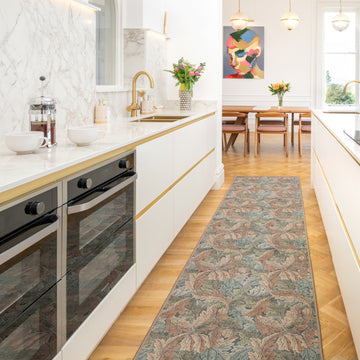 Soft Washable Green Leaf Print Runner - Sylvan