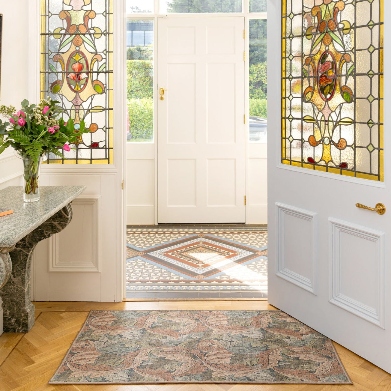 Soft Washable Green Leaf Doormat - Sylvan