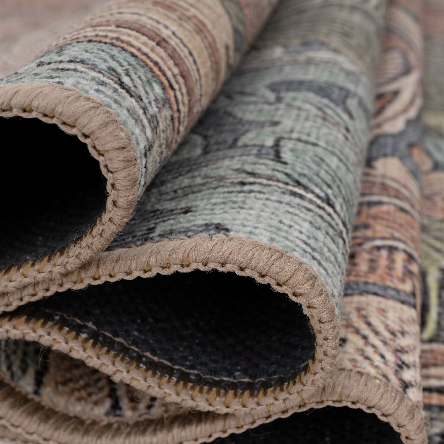 Soft Washable Green Leaf Print Rug - Sylvan