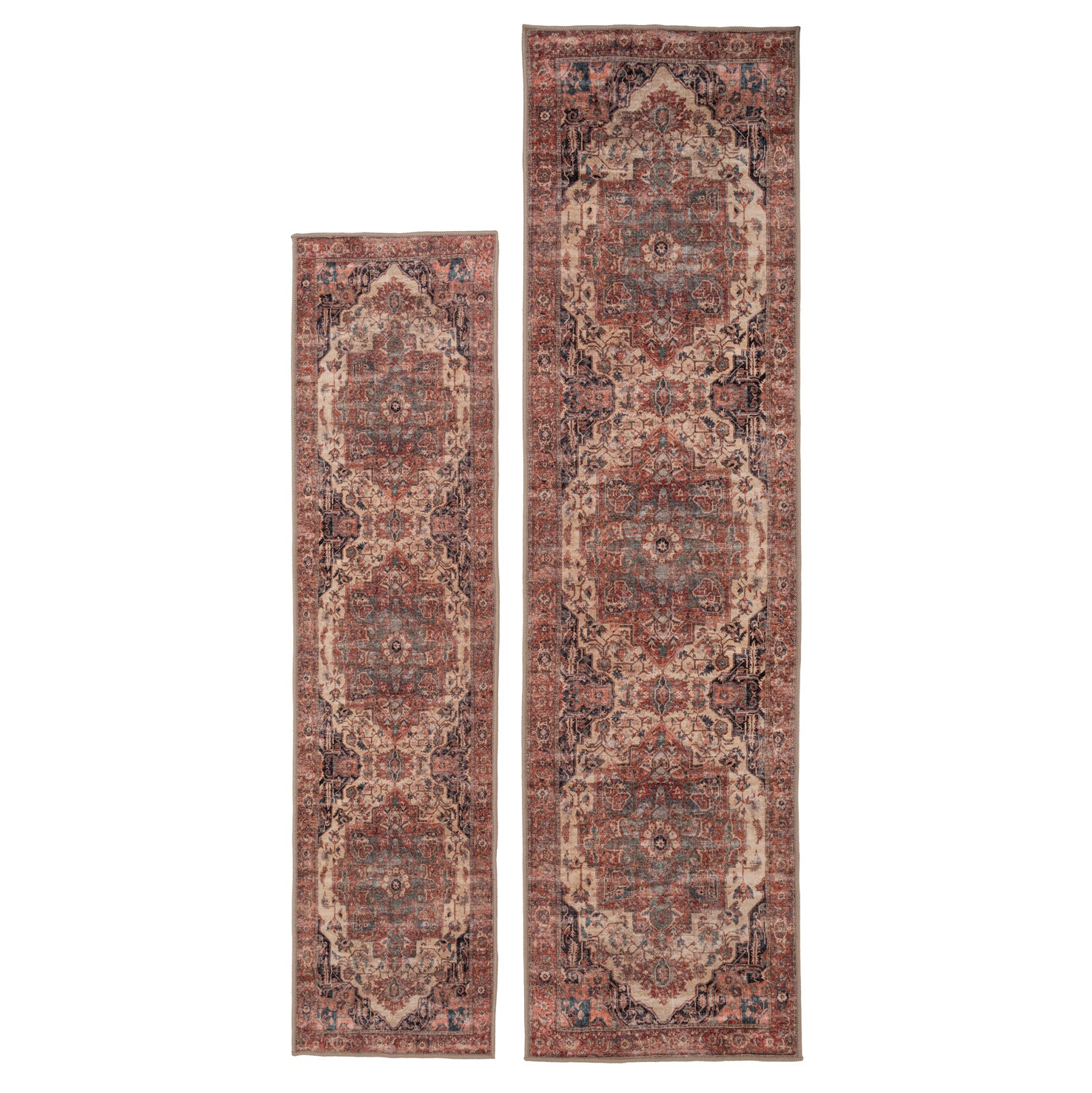 Soft Washable Terracotta Medallion Runner - Verity