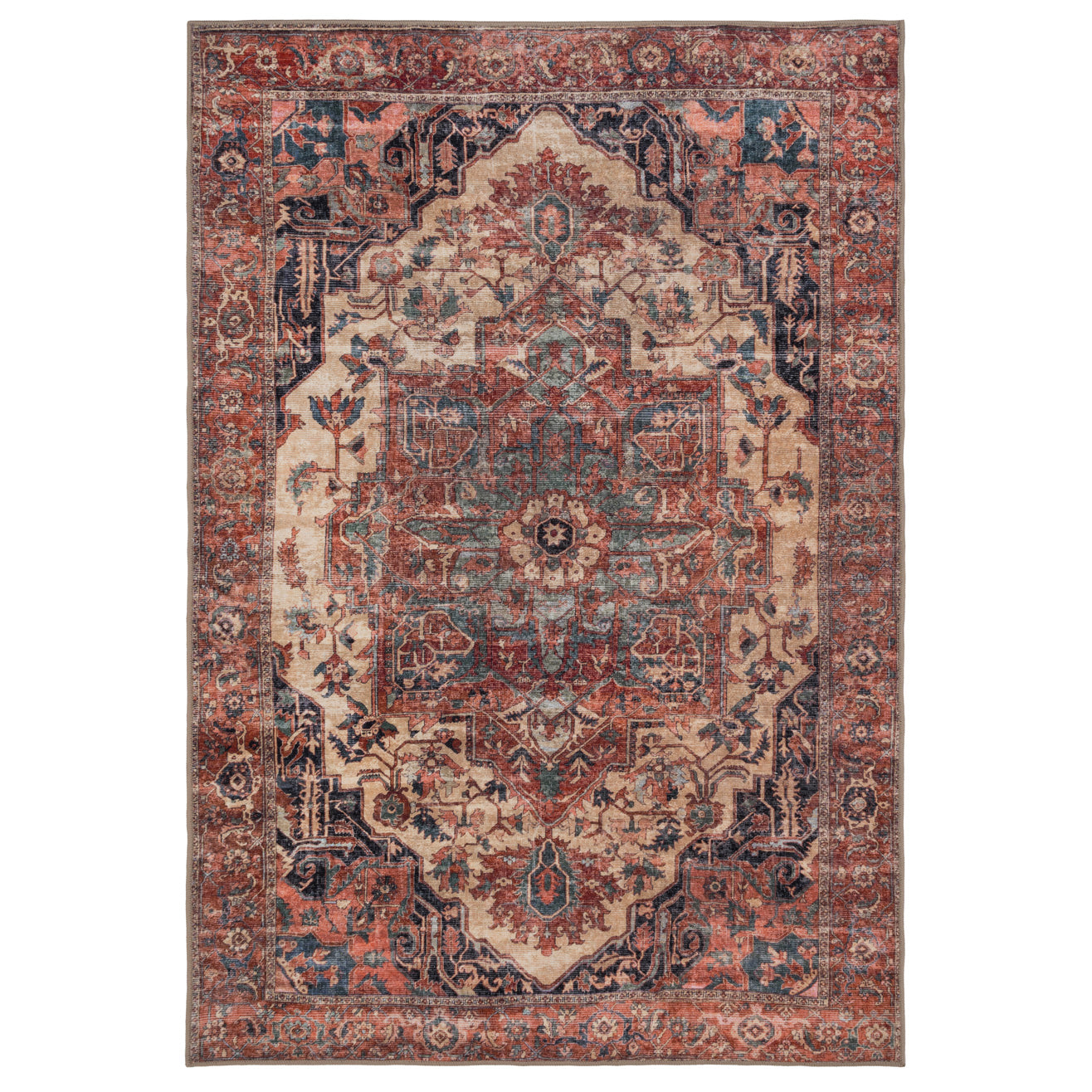 Soft Washable Terracotta Medallion Rug - Verity