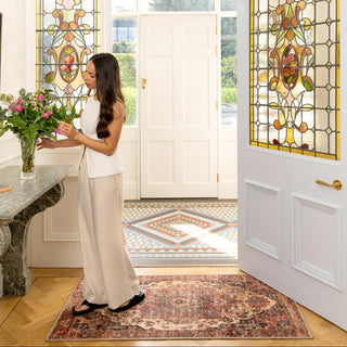 Soft Washable Terracotta Medallion Rug - Verity