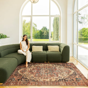 Soft Washable Terracotta Medallion Rug - Verity