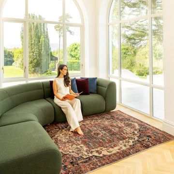 Soft Washable Terracotta Medallion Rug - Verity