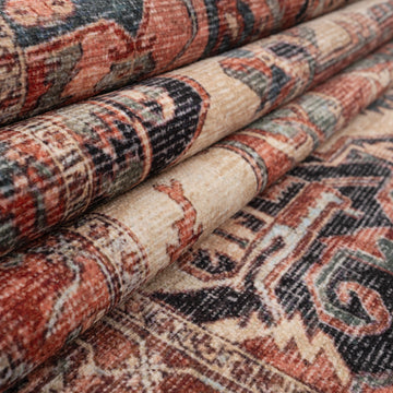 Soft Washable Terracotta Medallion Runner - Verity