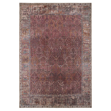 Soft Washable Red Plum Vintage Rug - Violet