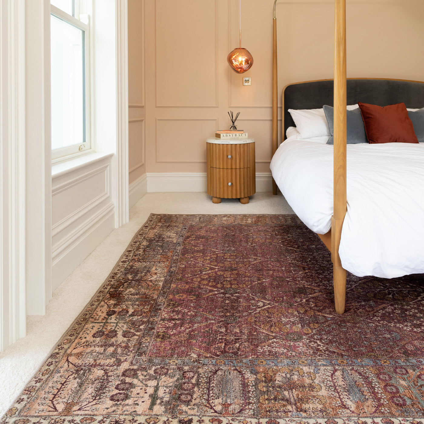 Soft Washable Red Plum Vintage Rug - Violet