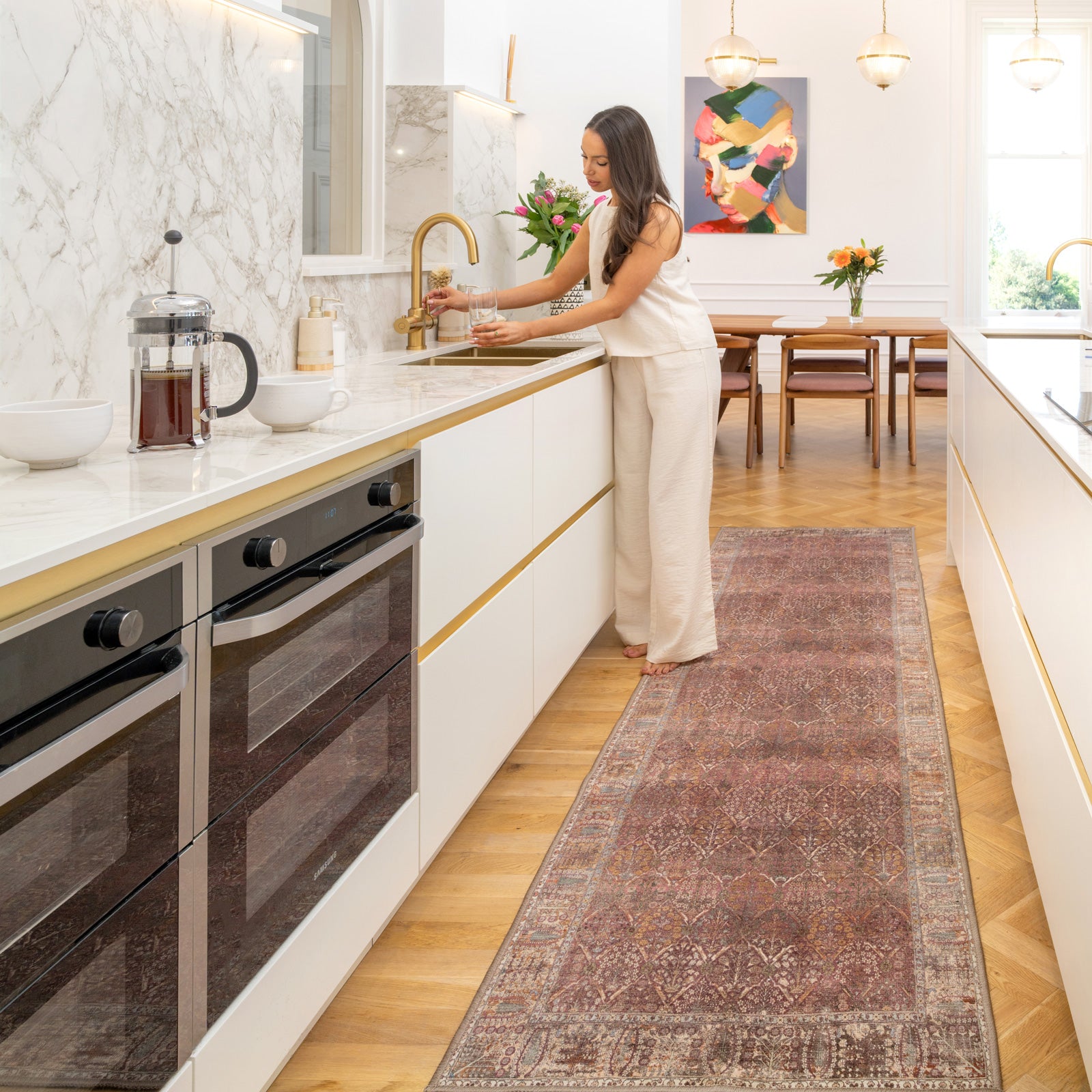 Soft Washable Red Plum Vintage Rug - Violet