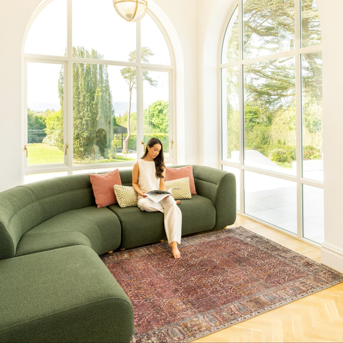 Soft Washable Red Plum Vintage Rug - Violet