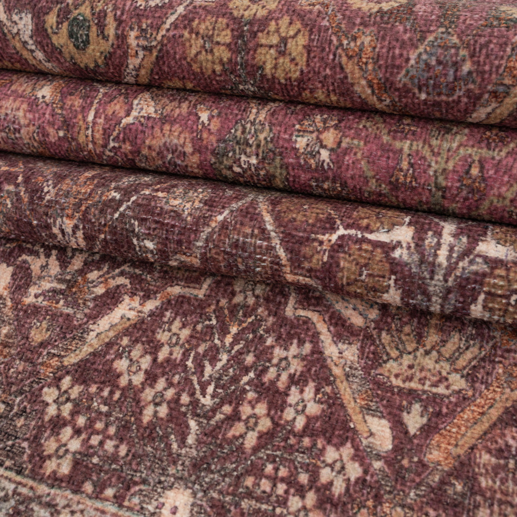 Soft Washable Red Plum Vintage Rug - Violet