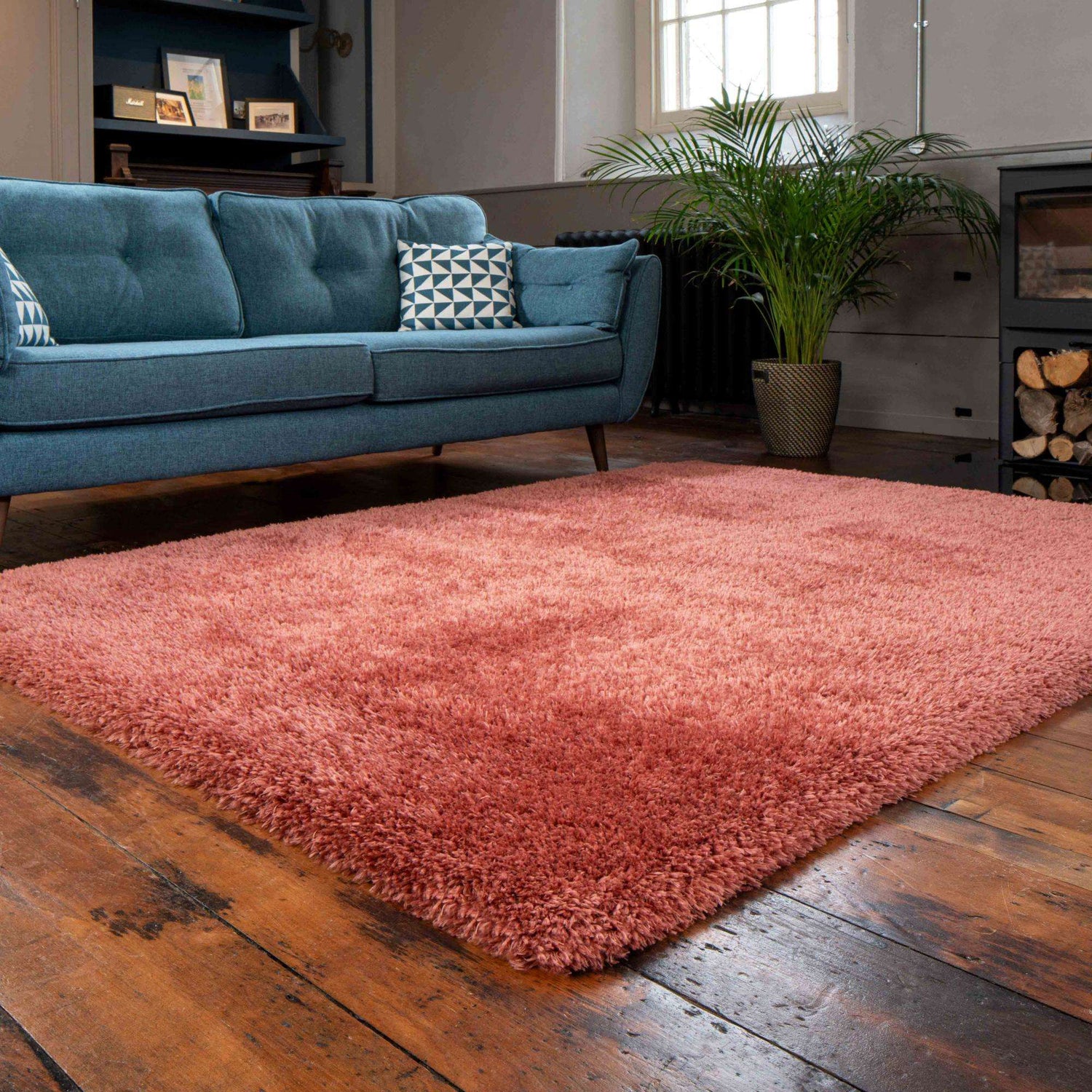 Deluxe Thick Soft Terracotta Shaggy Hall Runner Rug