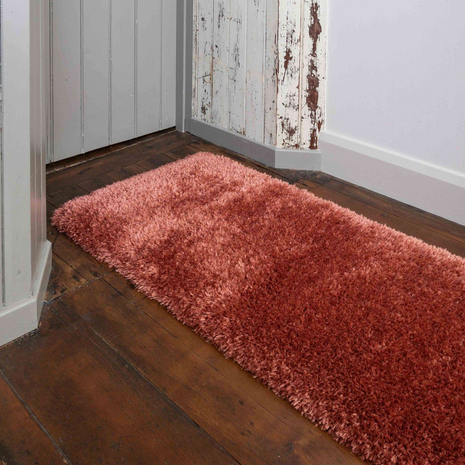 Deluxe Thick Soft Terracotta Shaggy Hall Runner Rug