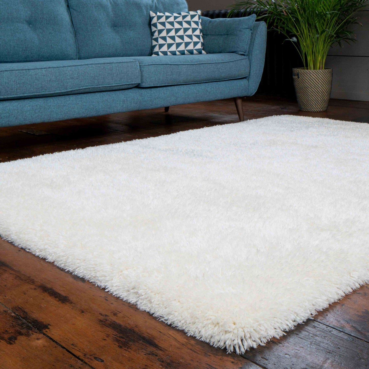 Deluxe Thick Soft Cream Shaggy Living Room Rug