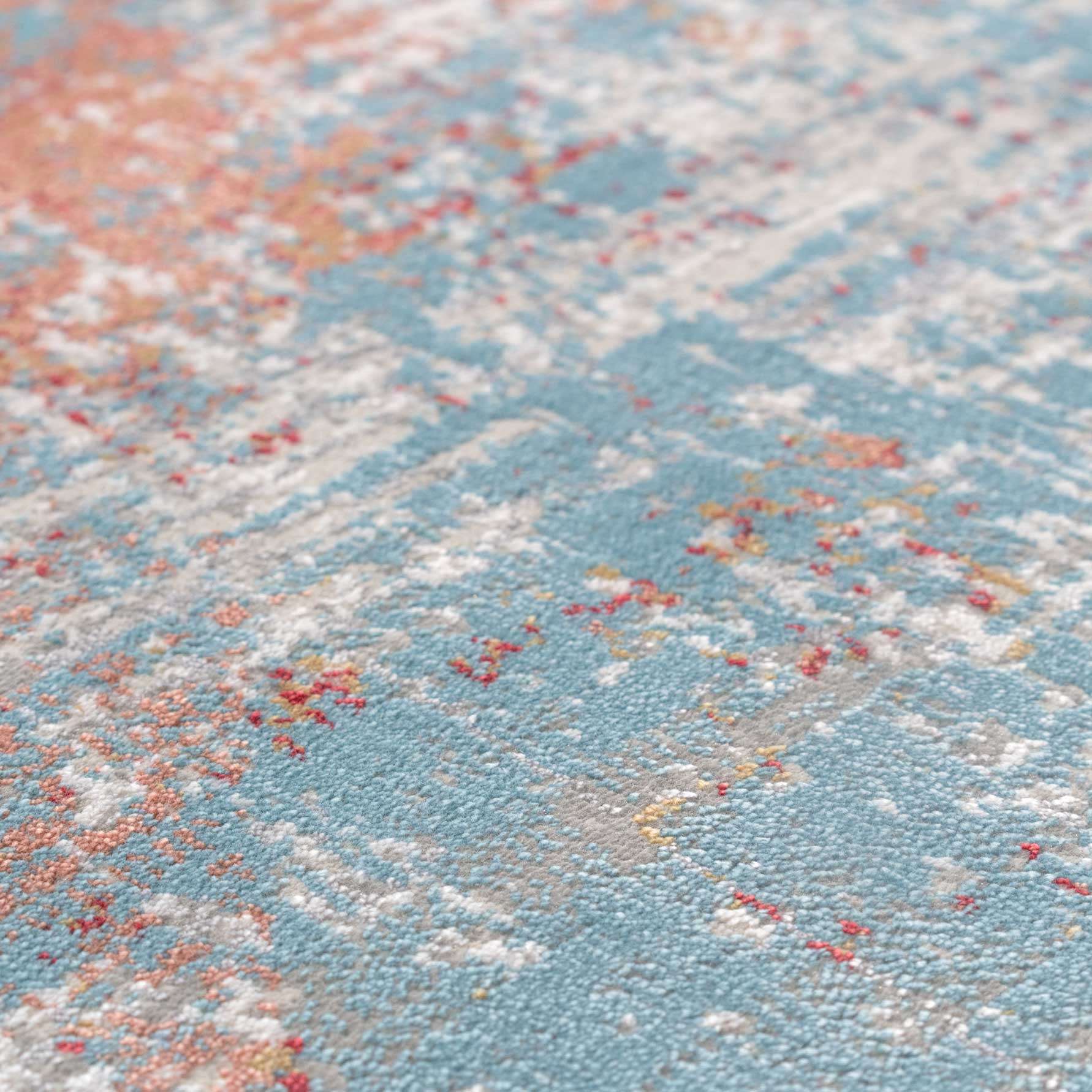 Blue Terracotta Abstract Canvas Runner Rug