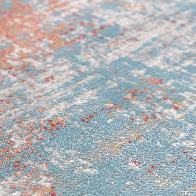Blue Terracotta Abstract Canvas Runner Rug