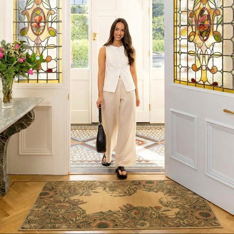 Washable Corncockle Beige Indoor Doormat - William Morris