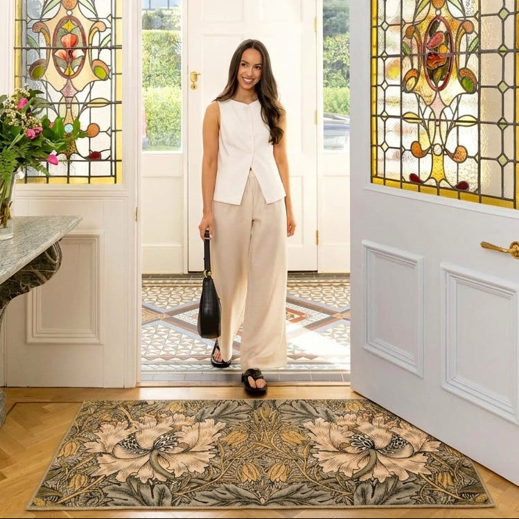 Washable Honeysuckle Golden Indoor Doormat - William Morris