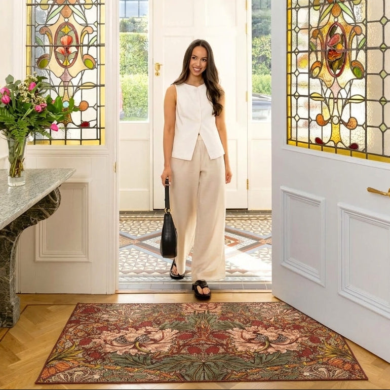 Washable Honeysuckle Pink Indoor Doormat - William Morris