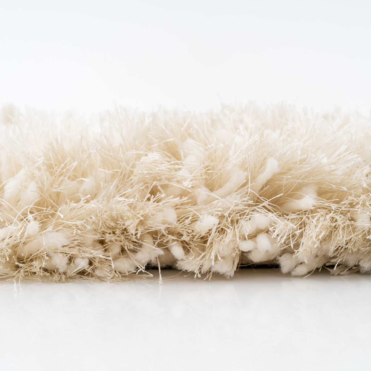 Plush Ivory Cream Shaggy Circle Rug