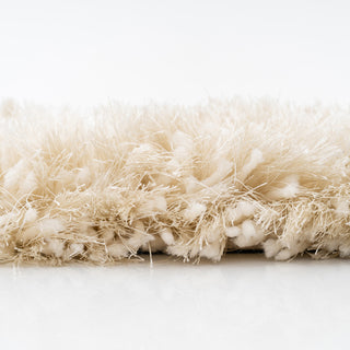 Plush Ivory Cream Shaggy Circle Rug