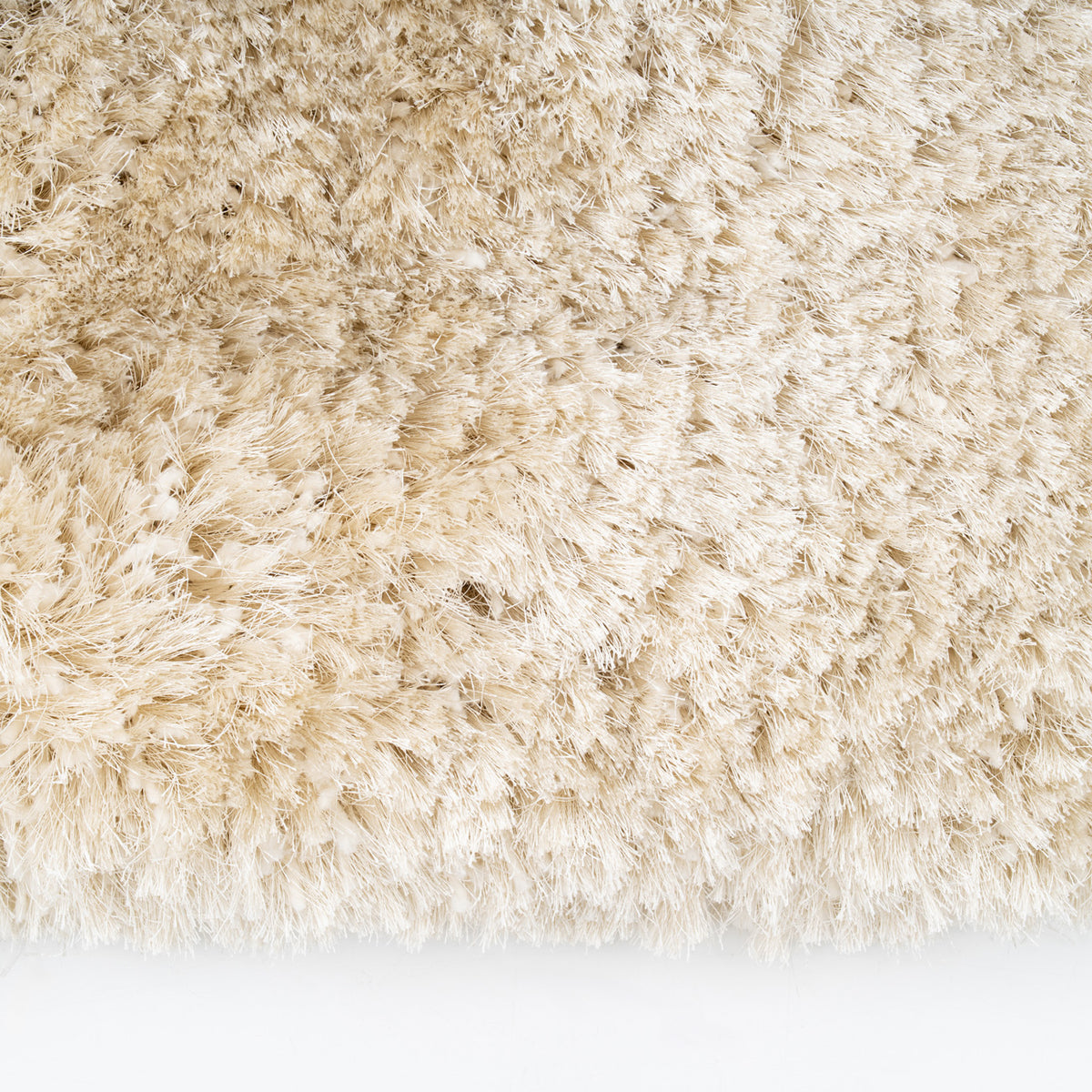 Plush Ivory Cream Shaggy Circle Rug