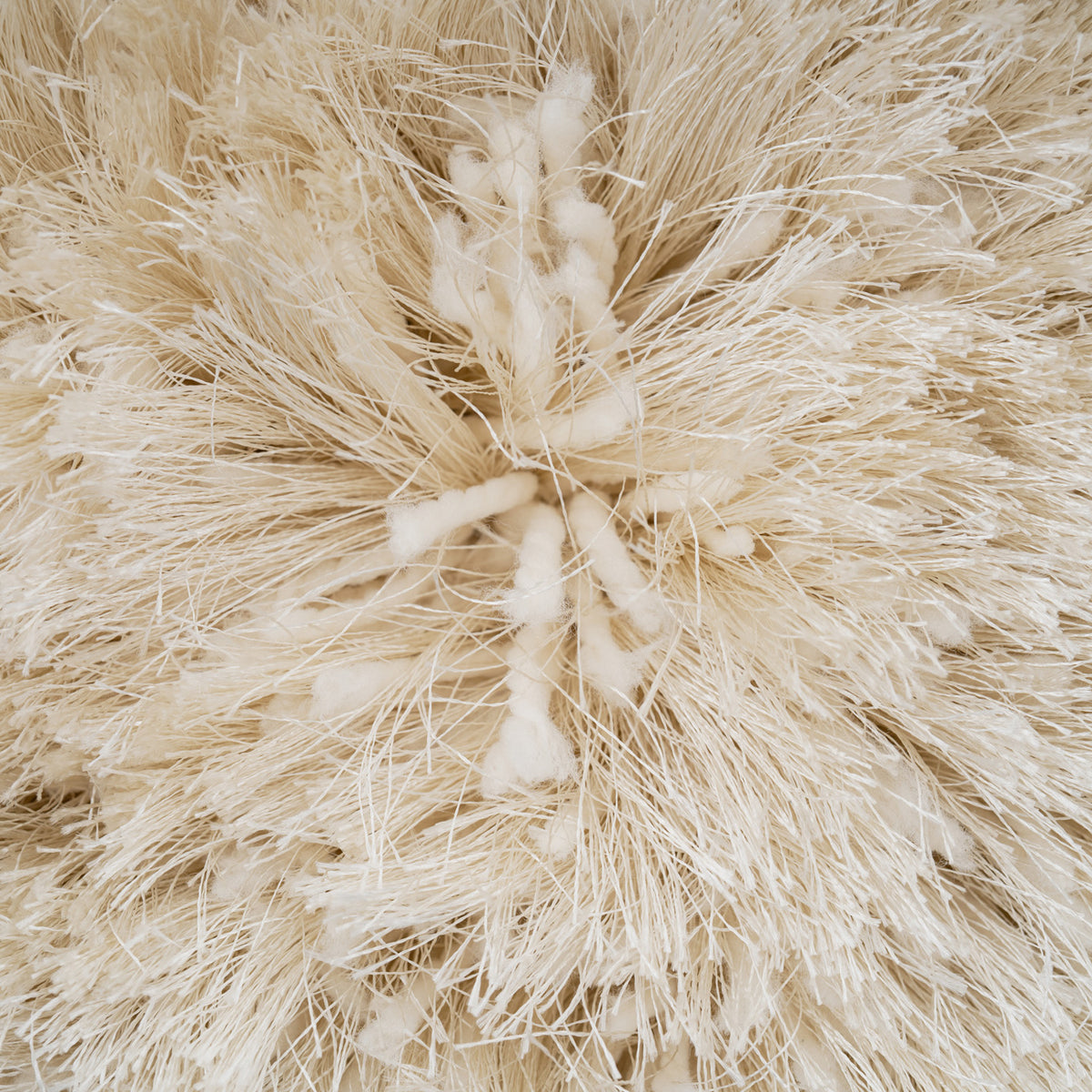 Plush Ivory Cream Shaggy Circle Rug