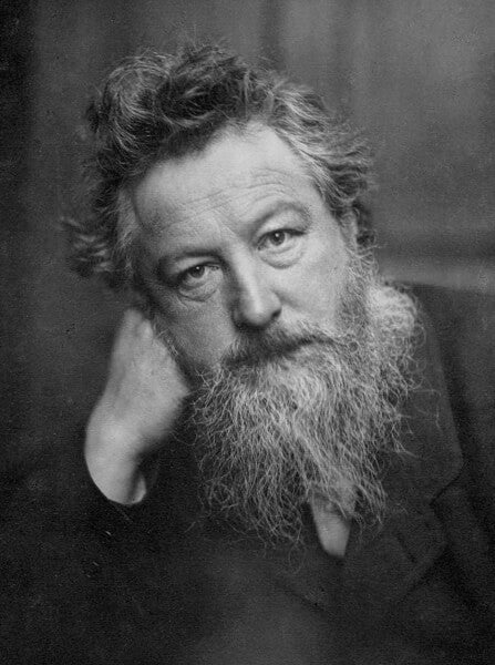A black and white portrait photograph of a bearded man with wild hair, resting his head on his hand in a contemplative pose.