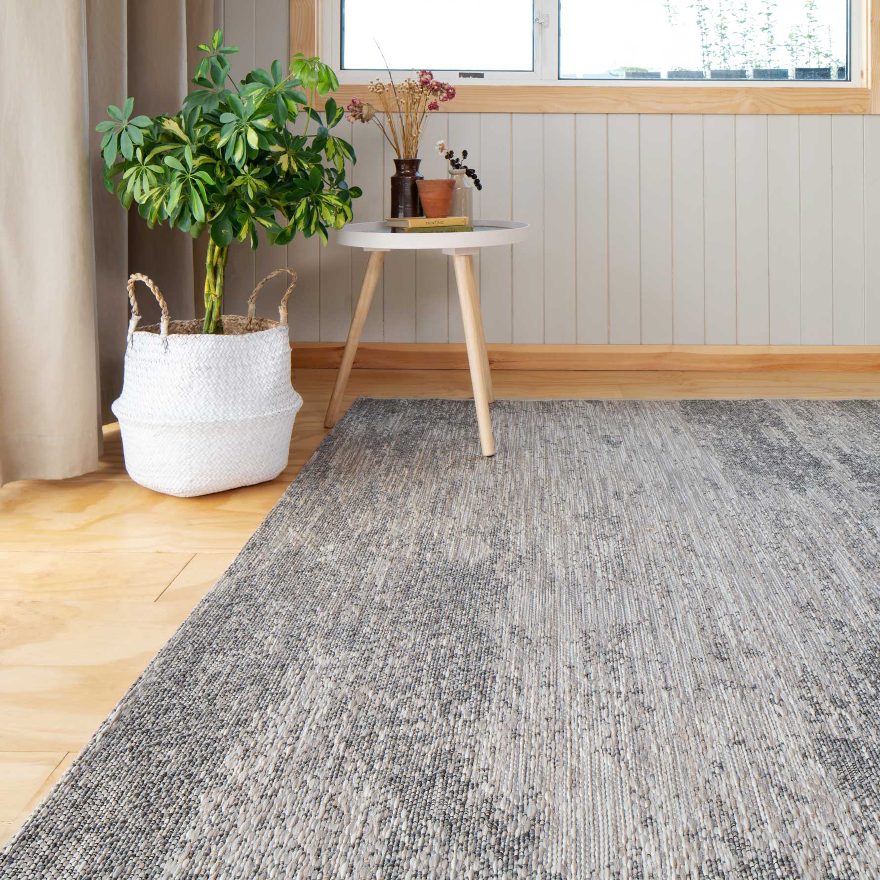 Abstract Textured Flatweave Area Rug