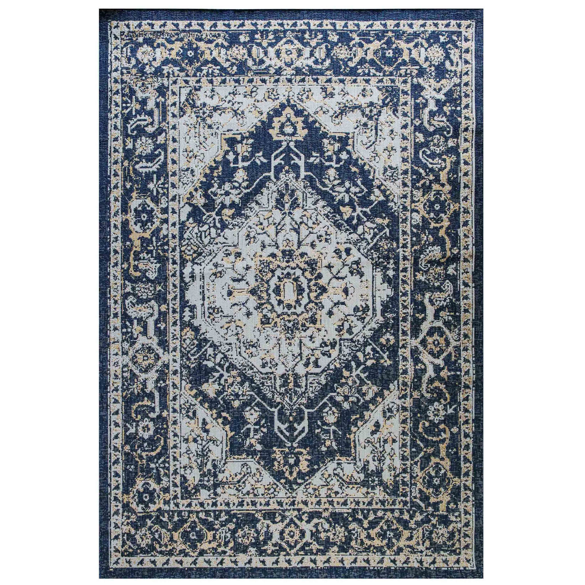 Navy Blue Distressed Indoor Outdoor Rug