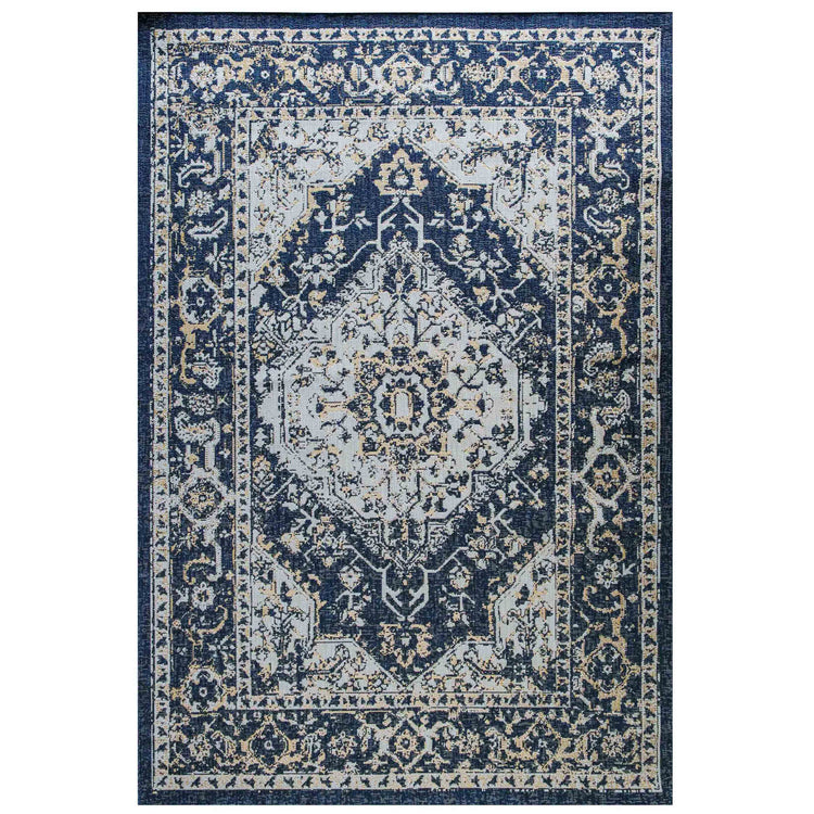 Navy Blue Distressed Indoor Outdoor Rug