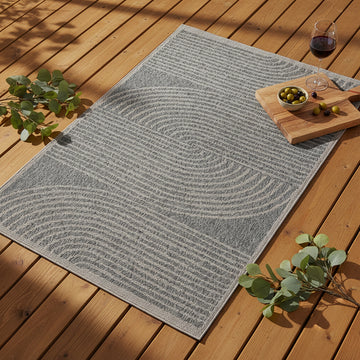 Abstract Grey Outdoor Rug - Reine