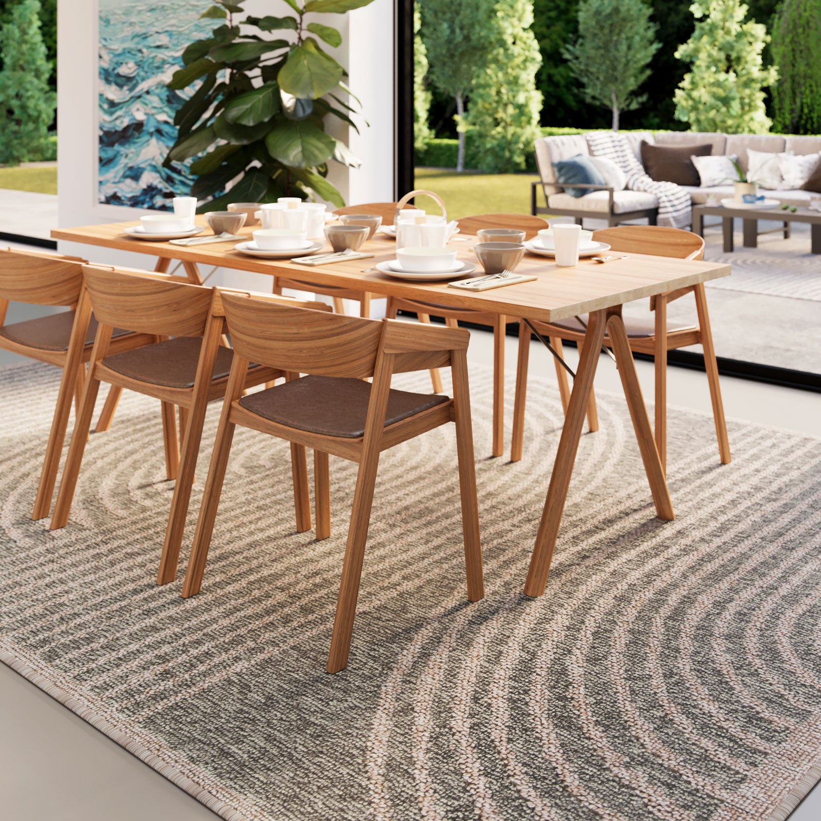 Abstract Grey Outdoor Rug - Reine