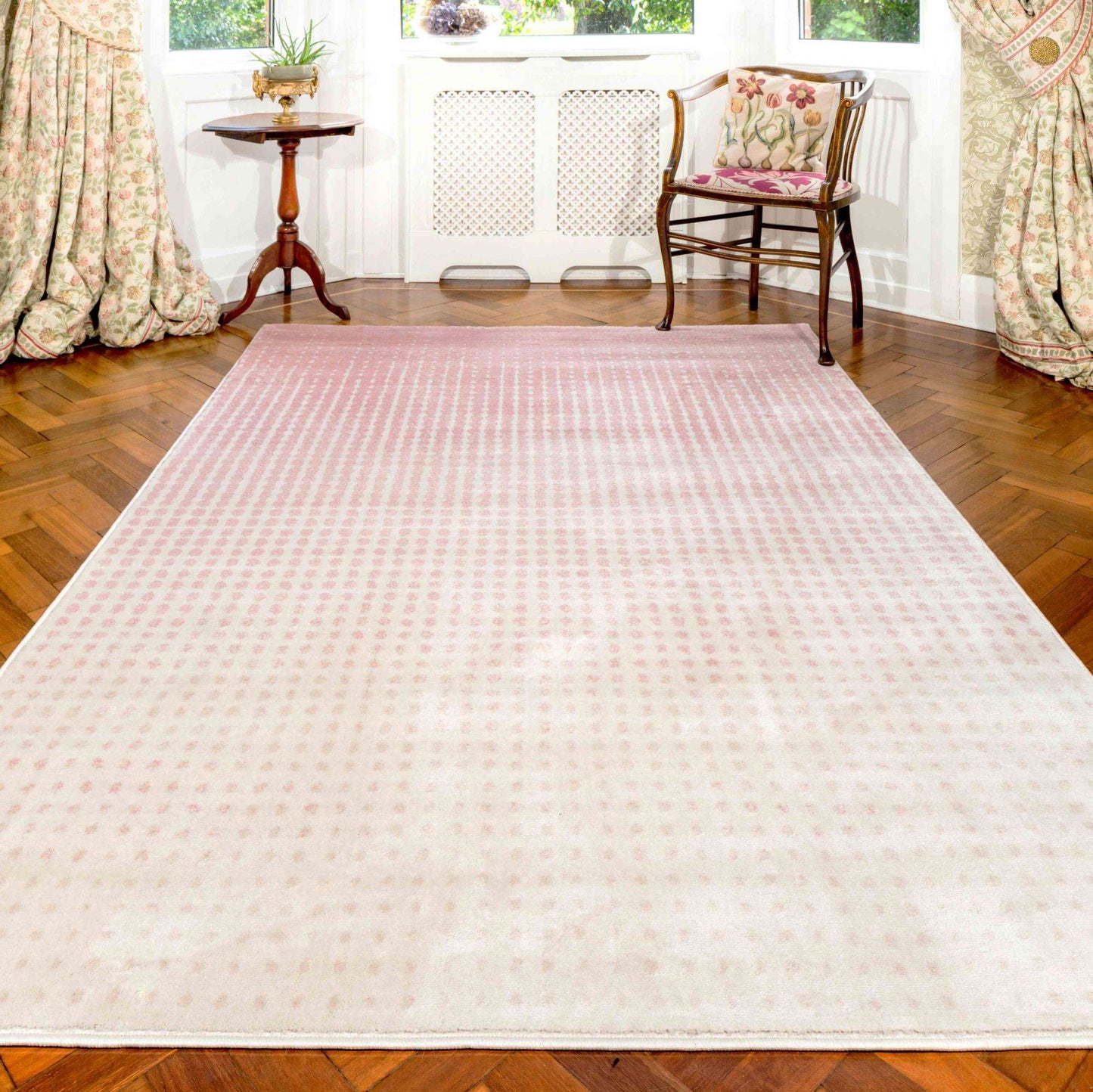 Modern Blush Spotted Ombre Effect Hall Runner Rug