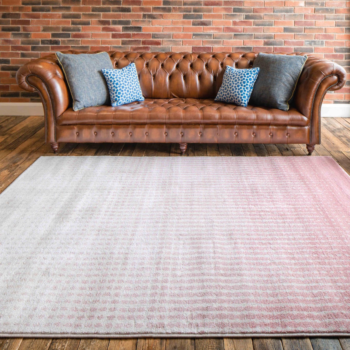 Modern Blush Spotted Ombre Effect Hall Runner Rug